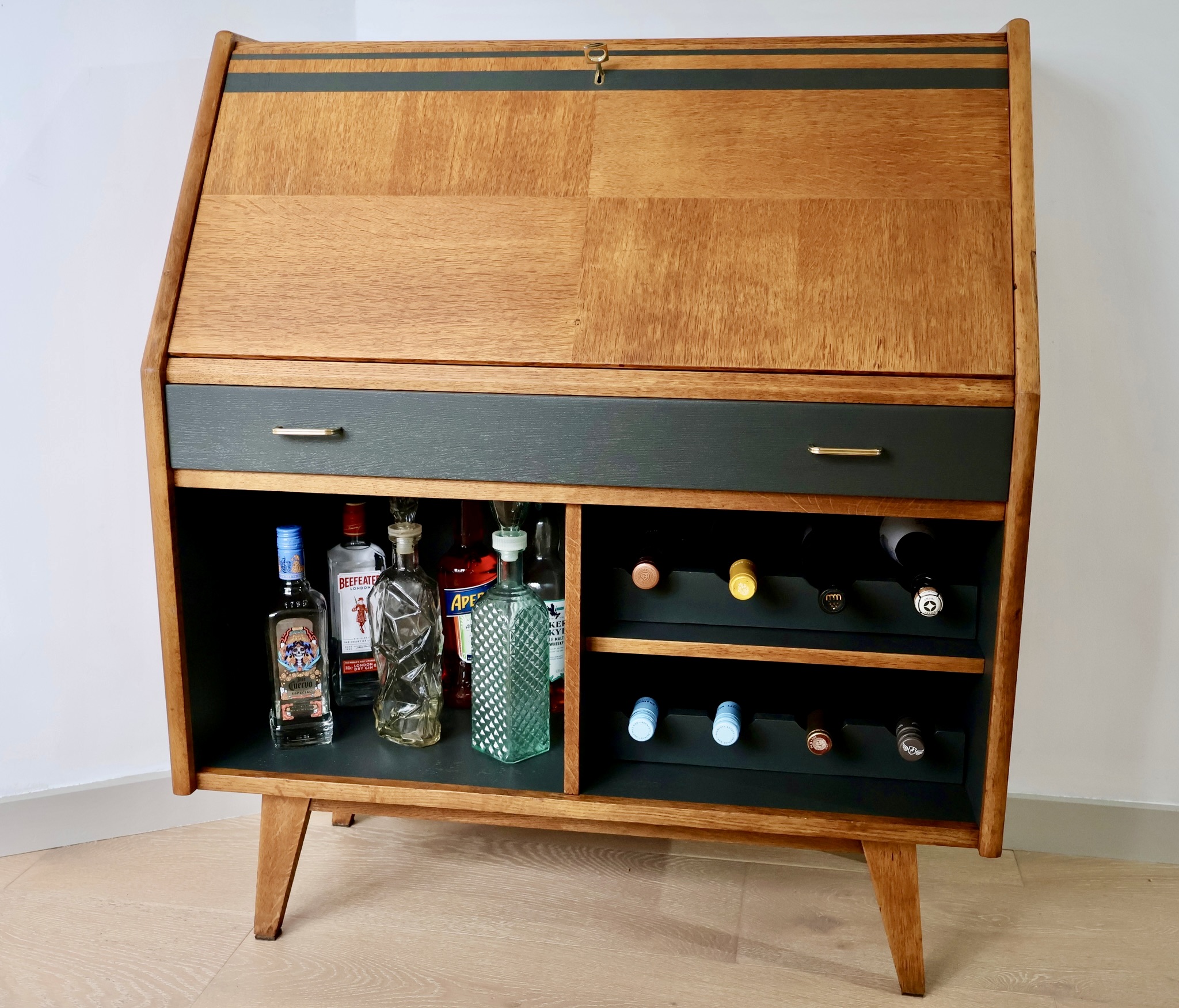 Mid-Century Secretary Turned Drinks Cabinet